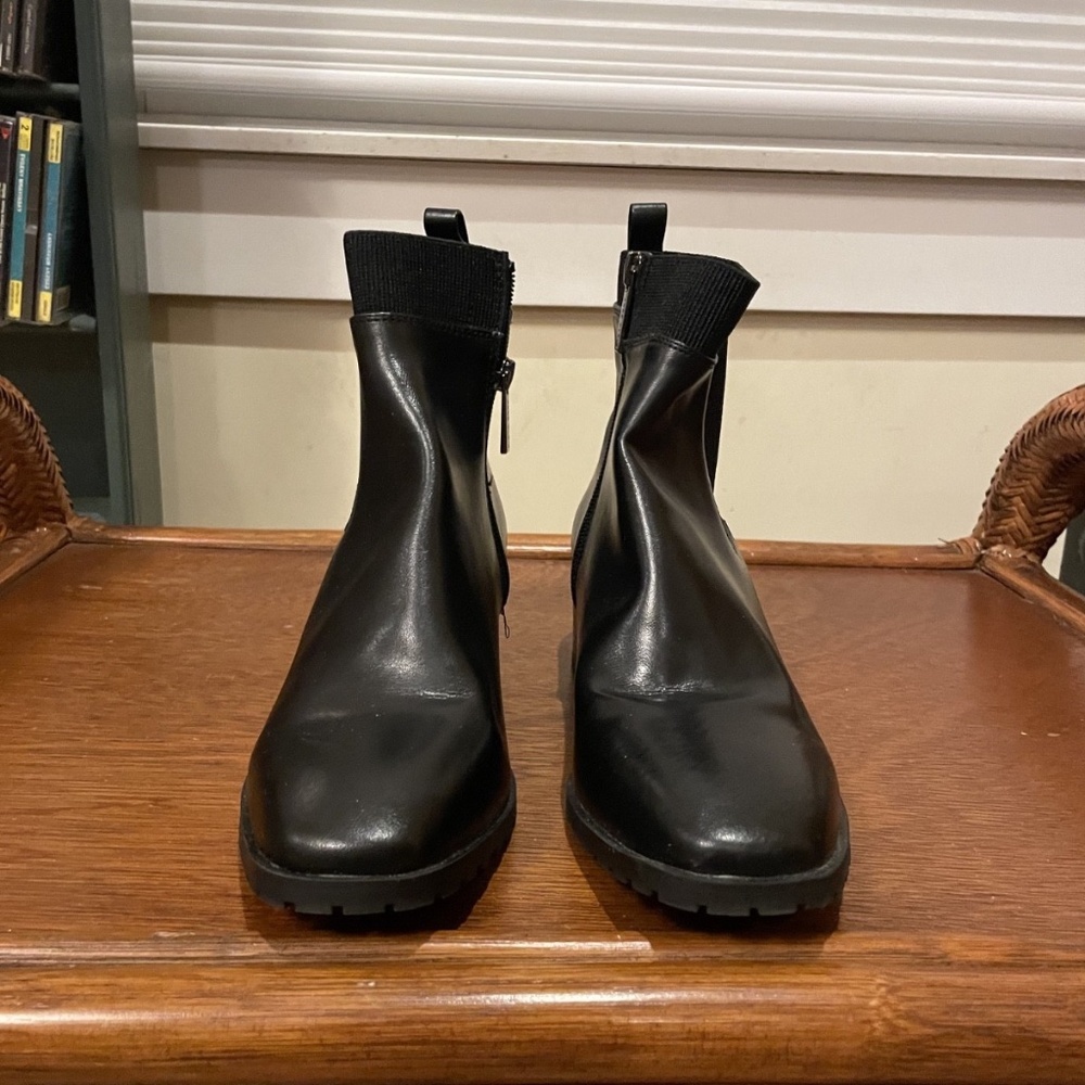 Anne Klein iFlex Ankle Black Leather Ankle Boots/Booties Boots Size 8 - Picture 2 of 6